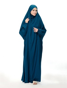 Vestido largo de poliéster ligero de color liso con cuello alto y manga larga para mujer Royal Nida, estilo modesto, holgado, para uso diario, talla mediana. - Product Image 3