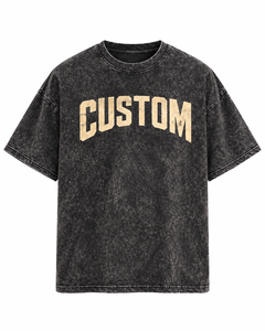 Camiseta Personalizada al por Mayor, 240 GSM, Lavado Ácido, Estilo Vintage, Hombros Caídos, Color Negro, Algodón Grueso, Estampado Frontal, Unisex - Product Image 1