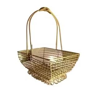 Cesta de regalo metálica, cesta para guardar frutas y pan, cesta para empaquetar regalos, para presentación de regalos - Product Image 4