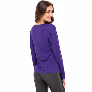 T-shirt à manches longues pour femme, col en V, personnalisé, 100% polyester, fournisseur OEM ODM, chemises à manches longues pour femme, anti-transpiration - Product Image 3