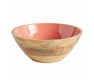 Ensaladera de madera de Acacia ecológica hecha a mano, pieza de declaración tallada Interior de esmalte vibrante para fiestas, artesanía de calidad - Product Image 2