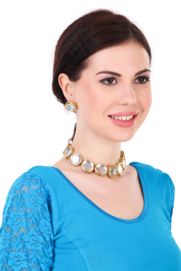 High-Grade Imitation <b>Pearl</b> Choker Necklace & Stud Earrings <b>Set</b> Gold Plating for Women's Engagement Anniversary Zircon Accents - Product Image 6