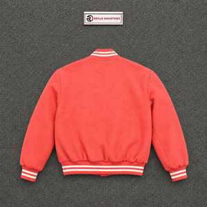 CLASSIC <b>RED</b> VARSITY BOMBER JACKET Men's Casual Fleece Zipper Front Solid Color Turn-down Collar Regular Fit Autumn Wear SNAP BUT - Product Image 6