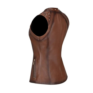 Classic Women <b>Leather</b> <b>Vest</b> Crafted With Durable Material Neat Edges And Comfortable Construction Suitable OEM Service - Product Image 3