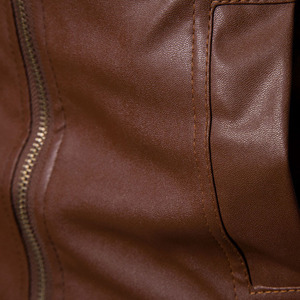 Veste en cuir pour homme, classique, décontractée, coupe slim, vintage, effet usé, style motard, streetwear, cuir véritable souple, veste d'extérieur - Product Image 5