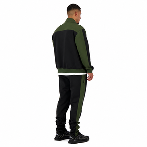 Ensemble de survêtement zippé color block pour homme, manches longues, col montant, pantalon de jogging décontracté, respirant, en polyester et coton, pour l'automne - Product Image 4