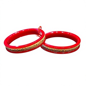Luxury 22K Solid Gold Pola <b>Bangles</b> for Women Traditional Red Coral Gold Plated Jewelry <b>Set</b> for Ethnic Wedding Wear - Product Image 2