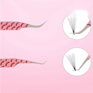 Pince à cils Ryzer Studio en acier inoxydable, pointe de précision lisse, 10 mm, manche rose, outil d'extension de cils - Product Image 2