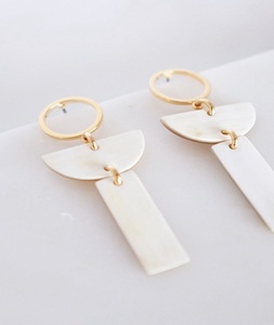 FS International Modern Classic Style High Quality Handmade Carved Buffalo Horn Cuff <b>Earrings</b> <b>Wing</b> Shape Customized Color - Product Image 2