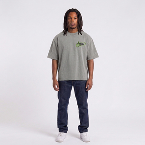 T-shirt gris à manches courtes pour homme avec logo étoile verte imprimé, col rond, coupe classique, en jersey de coton décontracté, motif graphique - Product Image 4