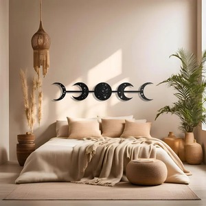 Metal Moon Phases <b>Wall</b> <b>Art</b> Black <b>Geometric</b> Horizontal Modern Handmade Hanging Decor Minimalist Home Decoration Mini 10-17 Inch - Product Image 3
