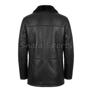 Bomber Shearling Leather <b>Jacket</b> For Men's Thick Faux <b>Fur</b> <b>Lined</b> Winter Leather Outfits Heavyweight Warm Biker <b>Jacket</b> Coat - Product Image 2