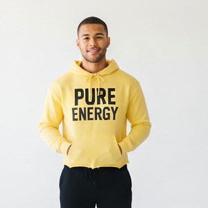 <b>Men's</b> Baggy Sweat <b>Crop</b> Hoodie TopCasual 100% Cotton Fleece Long Sleeve Drop Shoulder Street Wear Printed Sweat <b>Crop</b> Hoodies <b>Top</b> - Product Image 2