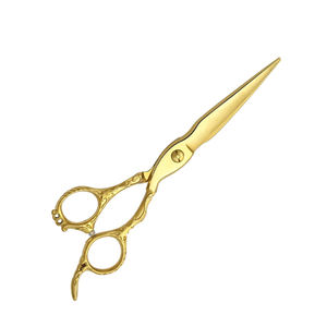 Ciseaux de barbier les plus vendus, couleur or titane, finition miroir, acier allemand, avec repose-doigts - Product Image 2