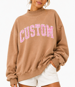 OEM Custom <b>Women</b> Mock Neck Sweatshirt Greek Sorority TBSIGMA Chenille Patch Embroidery Heavyweight Cotton <b>Fleece</b> <b>Top</b> - Product Image 1