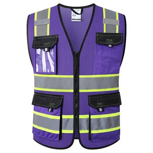 Hi Visibility Polyester Sleeveless Workwear Reflective Safety Vests <b>for</b> Men Women Mesh Fabric <b>Construction</b> Safety Apparel Neon - Product Image 1