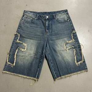 Shorts amples pour hommes en gros – Style décontracté vintage en denim – Fabrication usine - Product Image 5