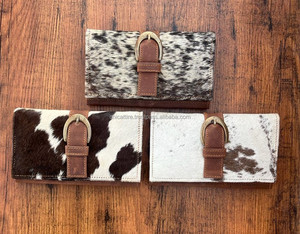 Portefeuilles à boucle en cuir de vachette véritable faits à la main pour femmes Portefeuille mince à deux volets en cuir de haute qualité Western Clutch Purse Portefeuilles - Product Image 3