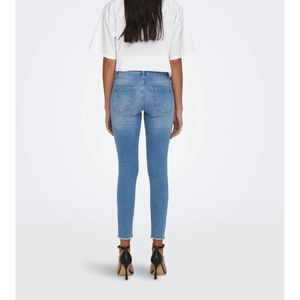 Women's Vintage Winter Mid Waist Flare Ankle-Length Stonewashed Denim Jeans Breathable Quick Dry Woven Fabric - Product Image 2