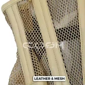 Corset respirant beige en maille et cuir, avec baleines en acier sous la poitrine, pour le modelage de la taille - Product Image 4