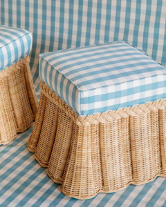 Elegant Handwoven Natural Rattan Ottoman <b>Stool</b> with Soft Cushion Top Decorative Boho Chic <b>Storage</b> Friendly Lightweight Durable - Product Image 2