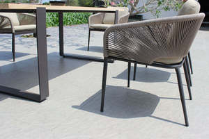 Contemporary Outdoor Dining Set with Teak <b>Table</b> and Rope Chairs for <b>Garden</b> Use - Product Image 5
