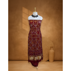 Costume Bandhani en pur tissu Gajji, fait main pour les collections ethniques de créateurs - Product Image 1