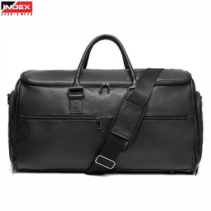 Sac de week-end classique en cuir marron élégant avec bandoulière réglable - Product Image 1