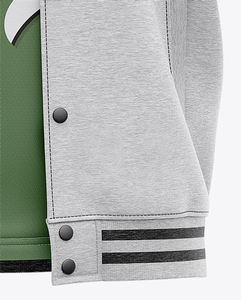Chaqueta Varsity Unisex Personalizada de Invierno con Cuello Alto y Mangas en Contraste, Chaqueta de Béisbol Universitaria con Broches, Ropa Urbana Personalizada, OEM ODM al por Mayor - Product Image 6