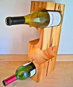 Support mural en bois pour bouteilles de vin, avec porte-bouteilles et porte-verres, accessoire de bar rustique - Product Image 1