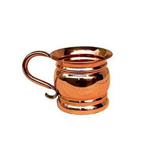 Modern Wabi Sabi Copper Mug Sleek Mirror Metal <b>Drinkware</b> Luxury Metallic Flared Cocktail Tumbler Scroll Loop Handle Vessel - Product Image 4