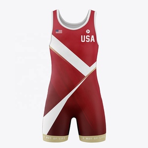 ชุดนักมวยปล้ำ OEM 2026 สีแดง ขาว ทอง พิมพ์ลายแบบ Sublimation ทรงเข้ารูป ชุดวันพีซ สำหรับผู้ชาย ชุดศิลปะการต่อสู้ แห้งเร็ว สำหรับผู้ใหญ่ - Product Image 1