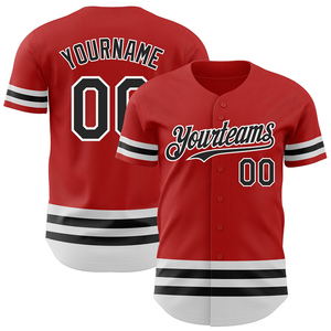 Maillots de baseball personnalisés, tissu 100% polyester de qualité supérieure, sublimation et broderie, logo d'équipe OEM, uniformes sportifs, couleur rouge et blanc - Product Image 1