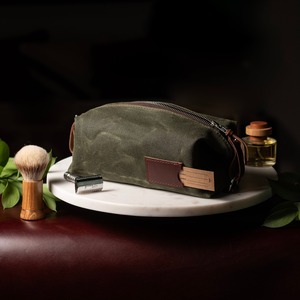 Leather Canvas Toiletry Bag Travel Organizer Waterproof Cosmetic Dopp Kit Large Capacity Travel <b>Case</b> LCTB-0054 - Product Image 1