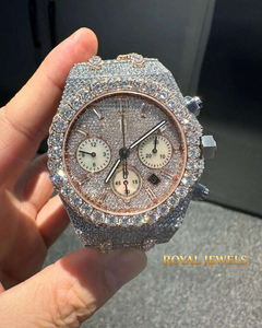 Reloj Cronógrafo de Cuarzo con Incrustaciones de Diamantes en Tono Oro Rosa, Esfera Cuadrada, Reloj de Pulsera de Lujo para Regalo y Exhibición - Product Image 1