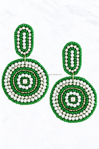 Pendientes de Aro Hechos a Mano con Cuentas de Latón y Circonita para Mujer, Estilo Bohemio, de Moda, con Corte Esmeralda, Lindos, para Fiesta, Accesorios Multicolor - Product Image 6