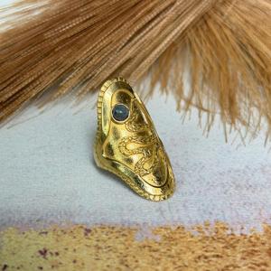 Snake Brass <b>Ring</b> <b>Labradorite</b> 18k Gold Plated <b>Ring</b> Large Statement Tribal jewelry Wholesale <b>Ring</b> for Women - Product Image 1
