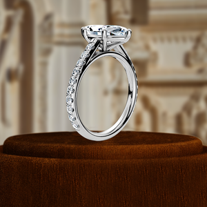 Bague de fiançailles solitaire en or massif 14 carats avec diamant de laboratoire 1,5 carat taille marquise à 6 griffes, pavée, pour mariage, fête ou promesse - Product Image 3