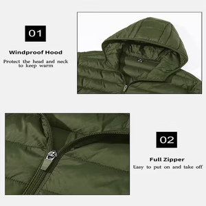 Wholesale Factory Direct Puffer Down <b>Jackets</b> Windproof Outerwear Filled Winter Coats Autumn Outdoor Regular Fit Olive Green Coat - Product Image 4
