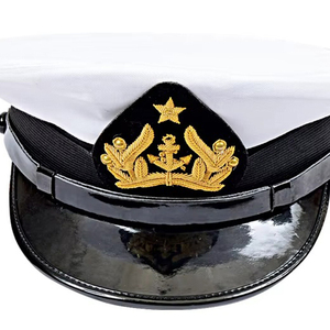 OEM Customized <b>Plain</b> Checked Peak <b>Cap</b> White/Black 100% Wool Fabric Silver Bullion Visor Badge High Quality Unisex Outdoor Daily - Product Image 2