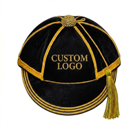 Borla de terciopelo de lujo para toga de graduación con logotipo personalizado |   Gorro para Ceremonia Académica |   Tambores de graduación deportivos azul real con bordado dorado