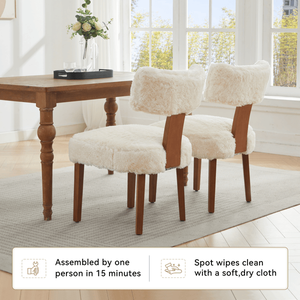 Set di 2 Sedie da Pranzo Moderne Senza Braccioli in Tessuto Peloso, Design Curvo per Soggiorni in Stile Rustico e Ristoranti - Product Image 4