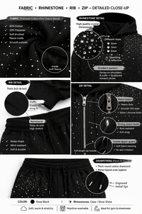 Ensemble de survêtement pour homme, imprimé à pois noirs, sweat-shirt à capuche avec fermeture éclair et pantalon de survêtement long, tenue décontractée, survêtement en strass pour adultes - Product Image 5