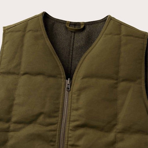Men's Olive Green Tactical <b>Canvas</b> Vest with Zipper Closure Front Pockets Quick Dry V-Neck 100% Cotton Spring Outerwear - Product Image 3