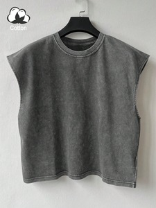 High Street Men's 100% Cotton Breathable Eco-Friendly Tank Top Vintage <b>T</b>-Shirt Sleeveless Design Solid Color Print Logo <b>Back</b> - Product Image 5
