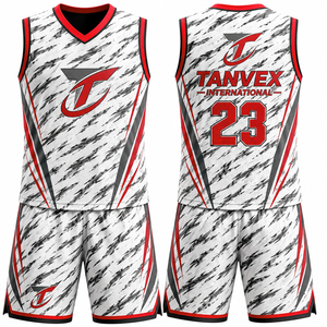 Conjunto de Camiseta de Baloncesto Sublimada TANVEX International, Cuello en V, Sin Mangas, Secado Rápido, Unisex, Adulto, Todas las Temporadas, Malla Deportiva - Product Image 1