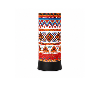 Lámpara de Mesa LED con Estampado Geométrico Tribal Colorido y Pantalla de Lino |   Lámpara de Noche Moderna para Mesa de Noche |   Decoración Bohemia para Sala de Estar - Product Image 1