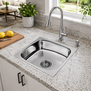 Stainless Steel 201/304 Single Bowl Square Modern Easy to Clean <b>Kitchen</b> <b>Sink</b> Above Counter Tabletop Mount Polished Wash Basin - Product Image 2