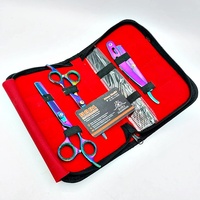 Kit de ciseaux de coiffeur multicolores pour couper et amincir l'ensemble de ciseaux de coiffeur avec rasoir et peigne outils de coiffeur personnalisés
