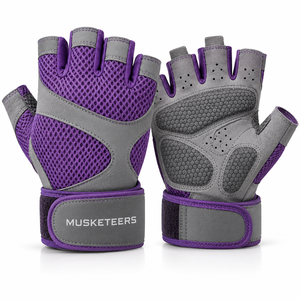 Guantes Deportivos de Medio Dedo para Hombre, con Almohadilla de Poliéster Engrosada en la Palma, Soporte para Muñeca, Antideslizantes, para Gimnasio - Product Image 5